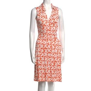 DIANE VON FURSTENBERG Orange Silk- Knee Length Dress